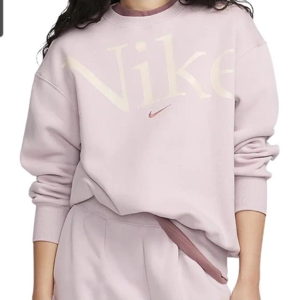 Nike Fleece Phoenix Oversized Sweatshirt Swoosh Light Purple Women L,Retro Comfy